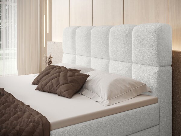Jednolôžková boxspring posteľ s úložným priestorom Massimo 120x200 - biela