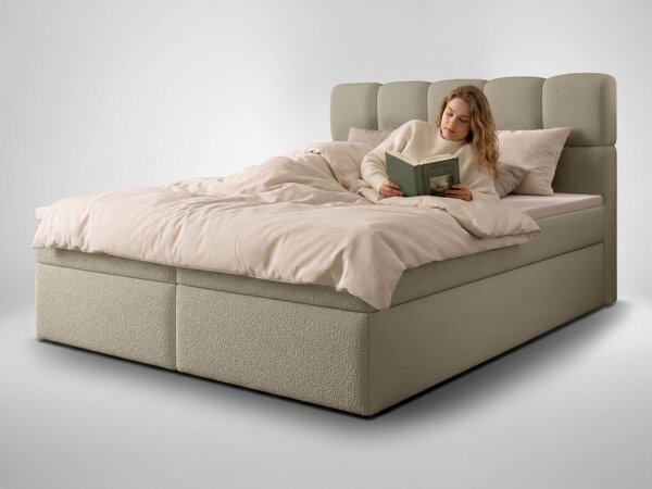 Jednolôžková boxspring posteľ s úložným priestorom Massimo 120x200 - béžová