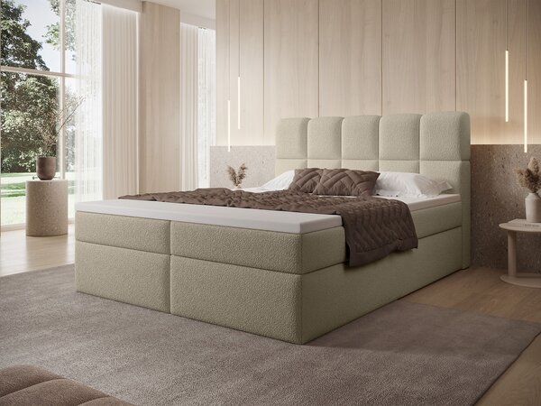 Jednolôžková boxspring posteľ s úložným priestorom Massimo 120x200 - béžová
