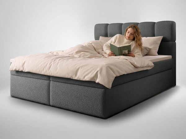 Jednolôžková boxspring posteľ s úložným priestorom Massimo 120x200 - sivá