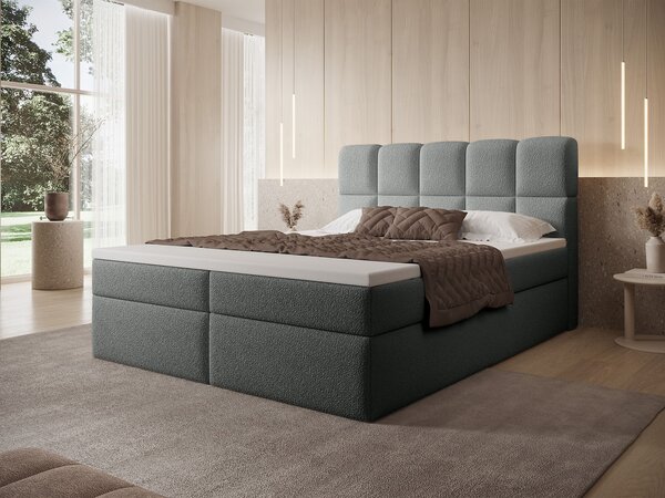 Jednolôžková boxspring posteľ s úložným priestorom Massimo 120x200 - sivá