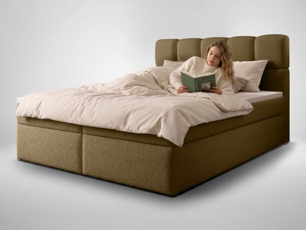 Jednolôžková boxspring posteľ s úložným priestorom Massimo 120x200 - hnedá