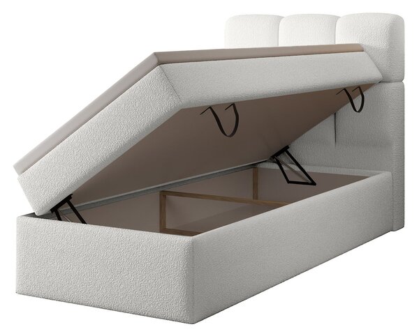 Jednolôžková boxspring posteľ s úložným priestorom Massimo 90x200 - biela