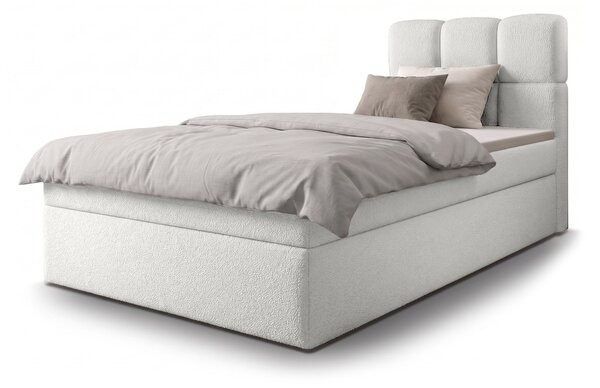 Jednolôžková boxspring posteľ s úložným priestorom Massimo 90x200 - biela