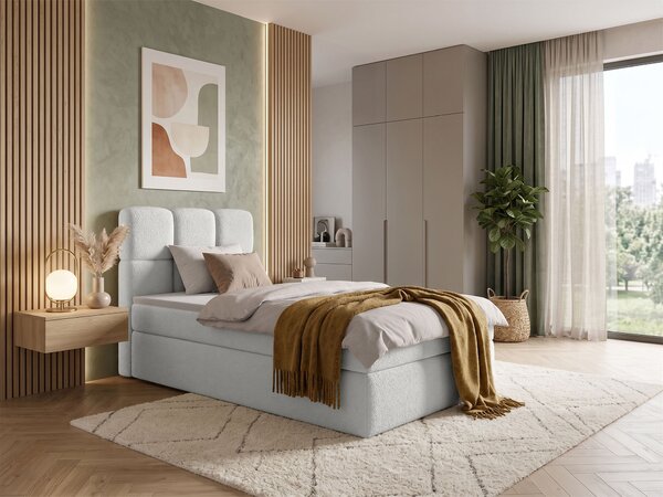 Jednolôžková boxspring posteľ s úložným priestorom Massimo 90x200 - biela