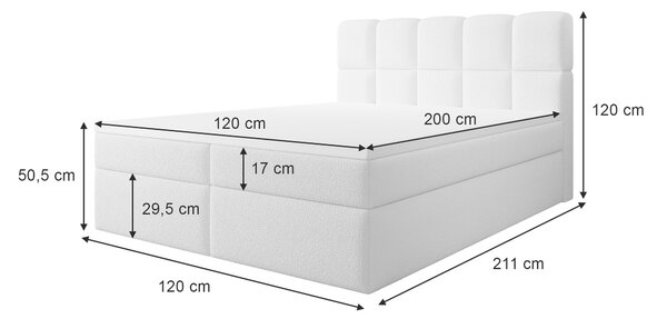 Jednolôžková boxspring posteľ s úložným priestorom Massimo 120x200 - béžová