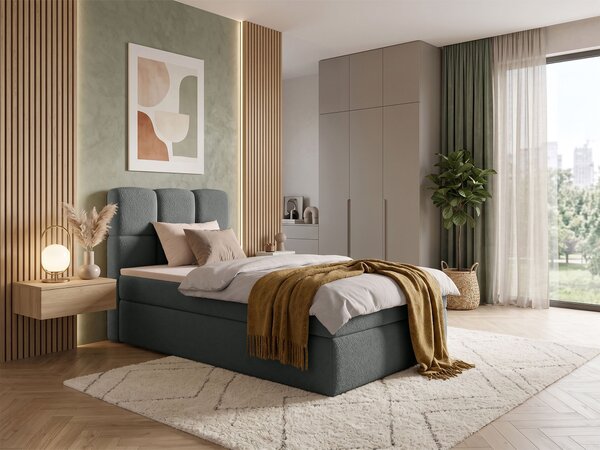 Jednolôžková boxspring posteľ s úložným priestorom Massimo 90x200 - sivá
