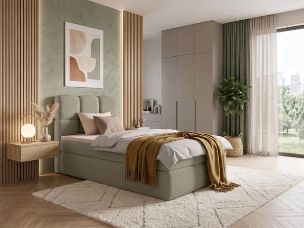 Jednolôžková boxspring posteľ s úložným priestorom Massimo 90x200 - béžová