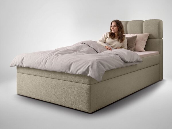 Jednolôžková boxspring posteľ s úložným priestorom Massimo 90x200 - béžová