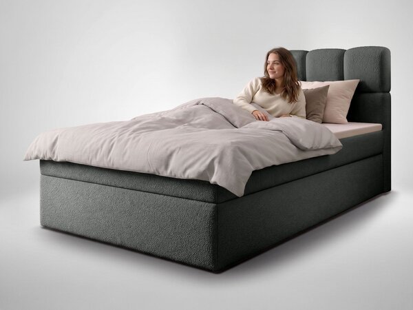 Jednolôžková boxspring posteľ s úložným priestorom Massimo 90x200 - sivá