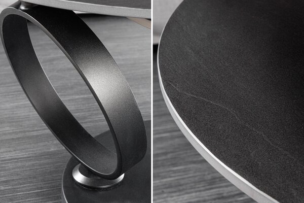 Konferenčný stolík DANCING RINGS 80-134 cm otočný keramický čierny a sivý