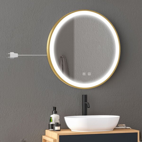 Dekorstudio Okrúhle LED zrkadlo so zlatým rámom 80cm MMJ
