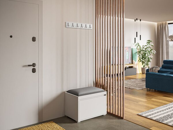 Mirjan24 Nábytok do predsiene Konkor 60 + čalúnený nástenný panel Pag 60x30, Farby: biela, Farba čalúnenia:: Manila 35 5903211043987