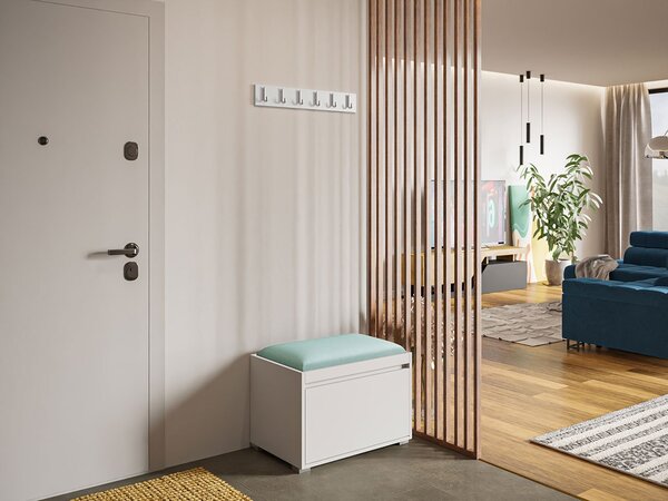 Mirjan24 Nábytok do predsiene Konkor 60 + čalúnený nástenný panel Pag 60x30, Farby: biela, Farba čalúnenia:: Manila 35 5903211043987
