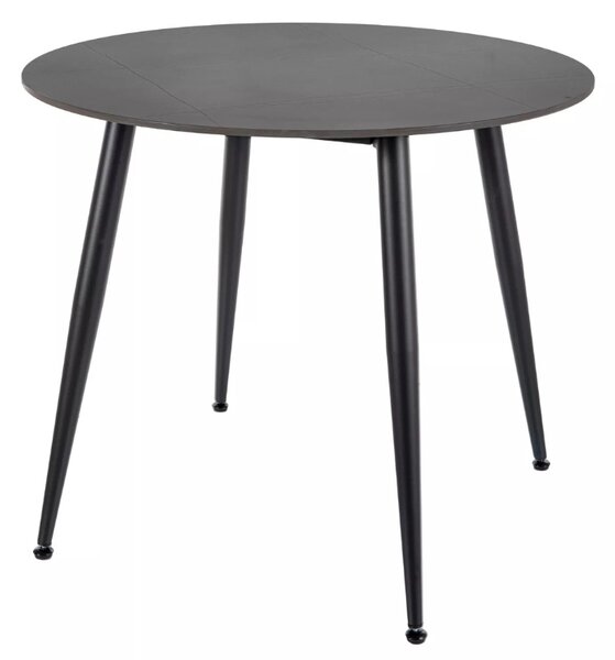 Okrúhly jedálenský stôl RION 90 cm s keramickou doskou, čierny mramor