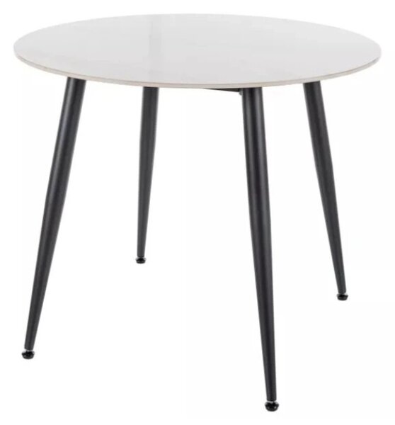 Okrúhly jedálenský stôl RION 90 cm s keramickou doskou, biely mramor