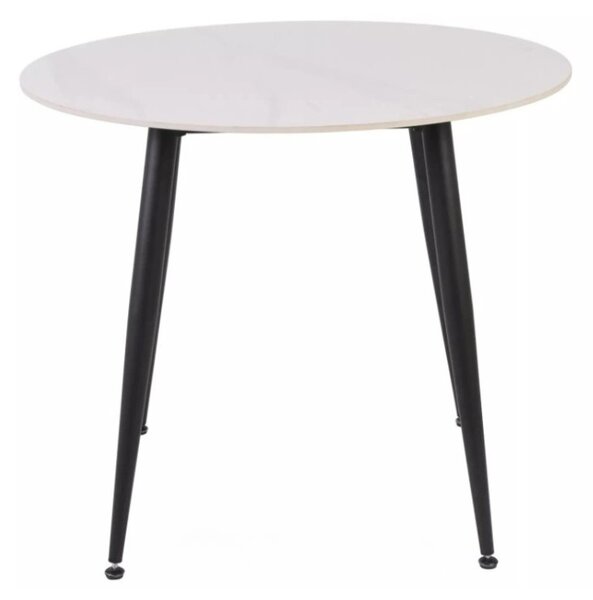 Okrúhly jedálenský stôl RION 90 cm s keramickou doskou, biely mramor