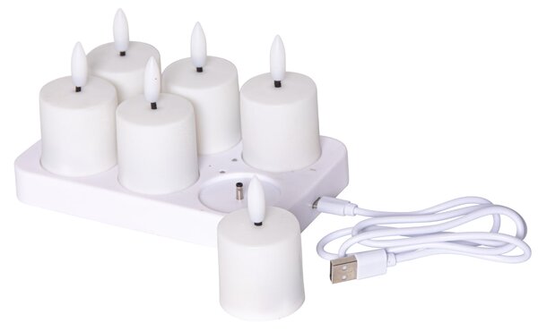 LED sviečky s nabíjačkou – sada 6 ks