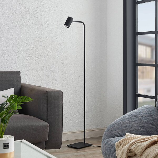 Lindby Stojacia lampa Sanad, výška 140 cm, čierne, kov, GU10, Čierna, Obývacia izba / jedáleň, kov, Moderný, Stojaca lampa