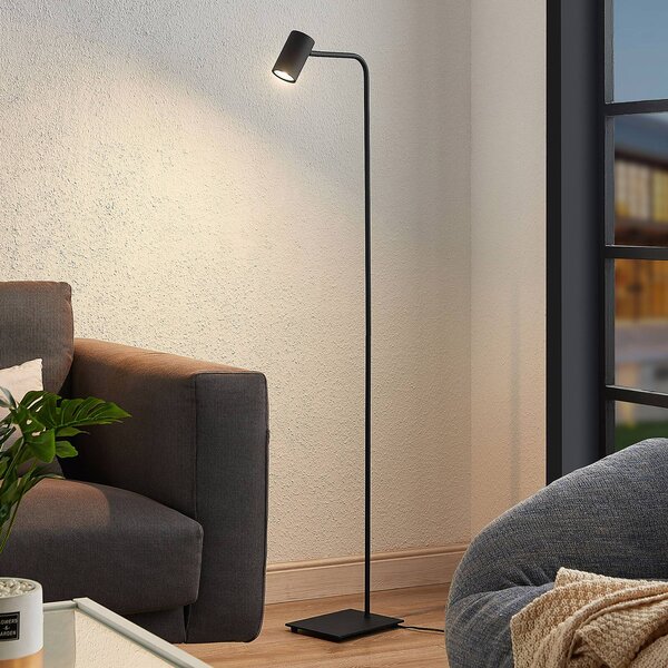 Lindby Stojacia lampa Sanad, výška 140 cm, čierne, kov, GU10, Čierna, Obývacia izba / jedáleň, kov, Moderný, Stojaca lampa