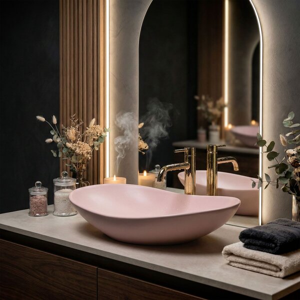 Umývadlo na dosku REA ROYAL Powder Pink Matt