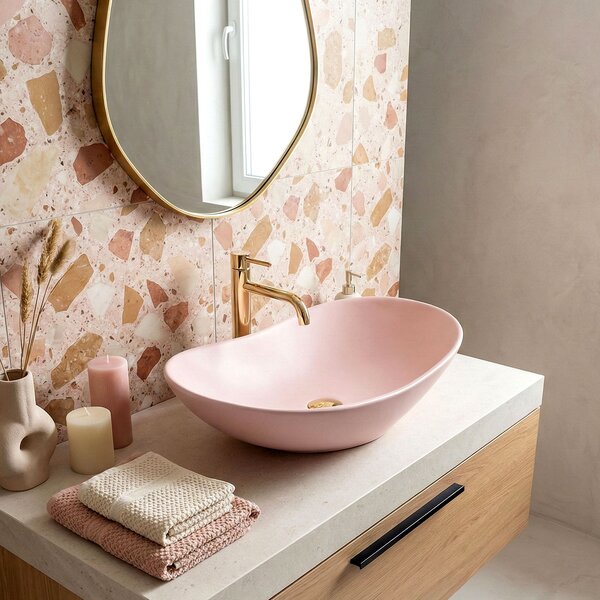 Umývadlo na dosku REA ROYAL Powder Pink Matt