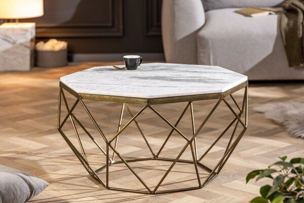 Konferenčný stolík Diamond 70cm mramor biela