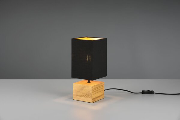 TRIO Reality R50171080 WOODY stolná lampička V300mm 1xE14 drevo, čierna