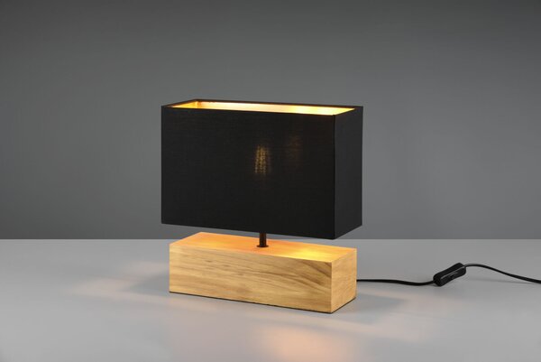 TRIO Reality R50181080 WOODY stolná lampička V300mm 1xE27 drevo, čierna