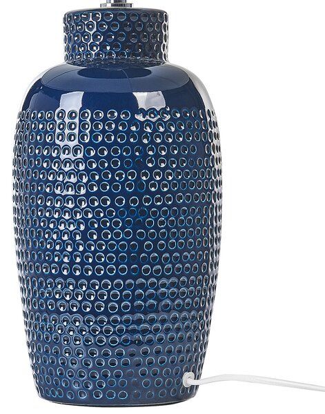 Stolná lampa námornícka modrá keramická 53 cm biele tienidlo ručne vyrobená nočná lampa osvetlenie do obývačky a spálne
