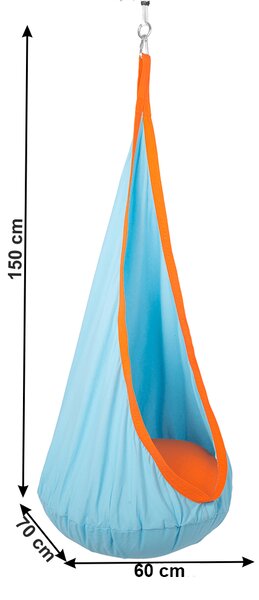 KONDELA Závesné hojdacie kreslo, modrá/oranžová, SIESTA TYP 1