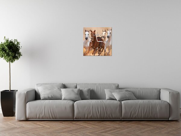 Obraz s hodinami Cválajúce kone Rozmery: 100 x 40 cm