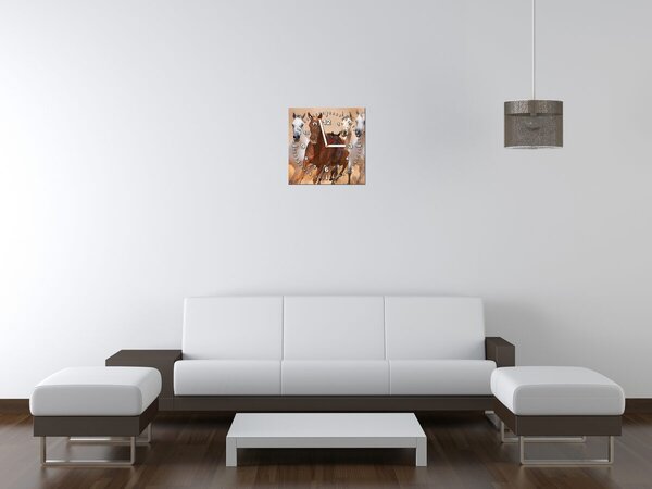Obraz s hodinami Cválajúce kone Rozmery: 100 x 40 cm