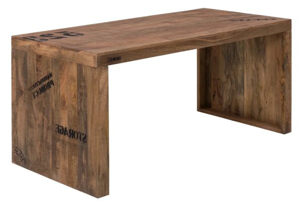 Masívny písací stôl Hankey z mangového dreva, rustikálny matný lak, prírodný – 160×70×75 cm