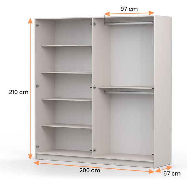 Šatníková skriňa Casmira 4D 200x210x57 - kašmír