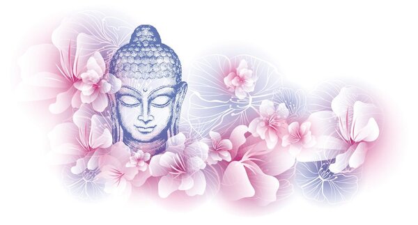 Tapeta Budha s kvetmi sakury