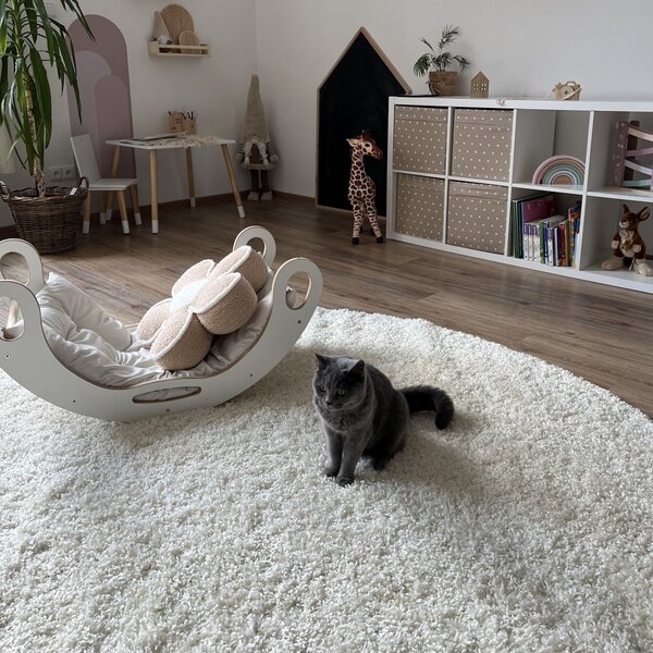Ayyildiz , Kusový koberec Life Shaggy 1500 cream kruh, 80x80 (priemer) kruh, biela, obývacia izba