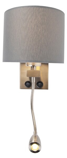 Inteligentná nástenná lampa oceľ s sivým tienidlom vrátane Wifi A60 - Brescia