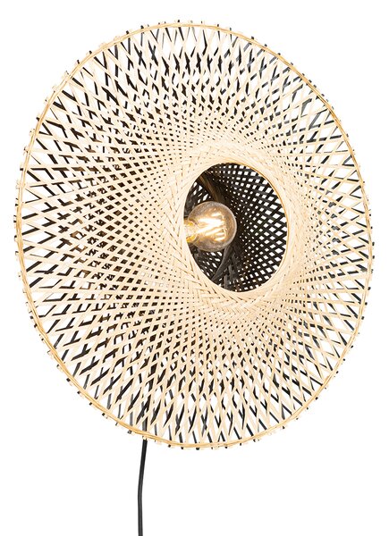 Inteligentná nástenná lampa bambus 50 cm so zástrčkou vrátane Wifi A60 - Rina