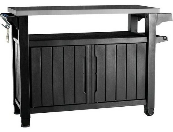 Keter Multifunkčný záhradný grilovací stolík UNITY XL 207 l grafit, 134 x 52 x 90 cm