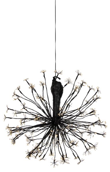 Vianočná závesná lampa guľa čierna 60 cm vrátane LED s časovačom IP44 - Nobu