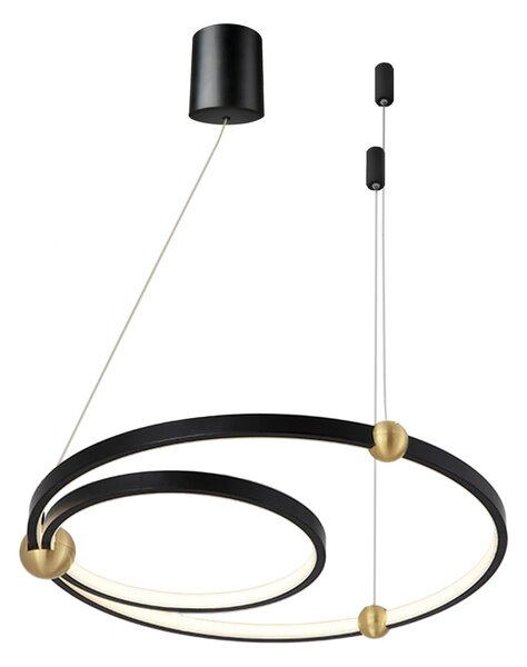 Toolight Toolight, LED závesné svietidlo Black Ring + diaľkové ovládanie APP692-30-50, čierna, OSW-06095