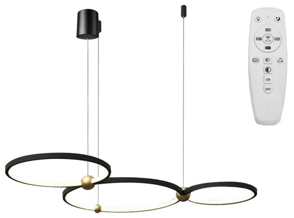 Toolight - Ring 30-40-50, LED závesné svietidlo + diaľkové ovládanie APP752-30-40-50, čierna, OSW-08889