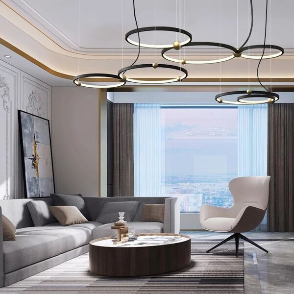 Toolight - Ring 30-40-50, LED závesné svietidlo + diaľkové ovládanie APP752-30-40-50, čierna, OSW-08889