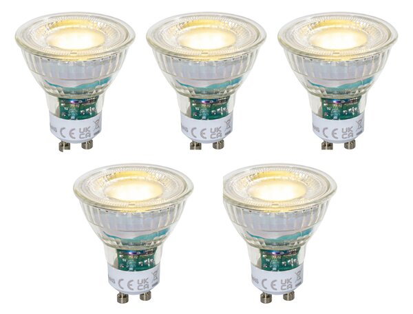 Sada 5 stmievateľných LED žiaroviek GU10 50 mm číra 2,5 W 450 lm 3000 K