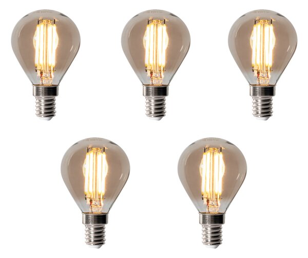 Sada 5 stmievateľných LED žiaroviek E14 P45 dymová 5W 470 lm 2200K