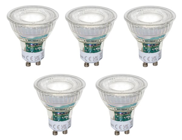 Sada 5 stmievateľných LED žiaroviek GU10 50 mm číra 2,5 W 450 lm 6500 K