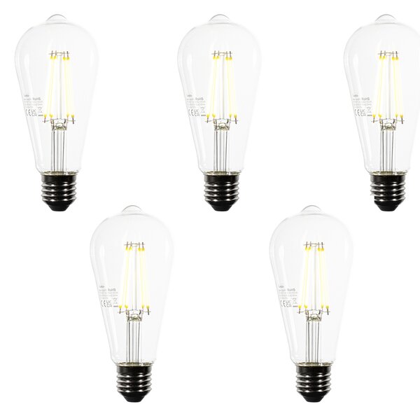 Sada 5 LED žiaroviek E27 ST64 číra 3,8W 806 lm 3000K
