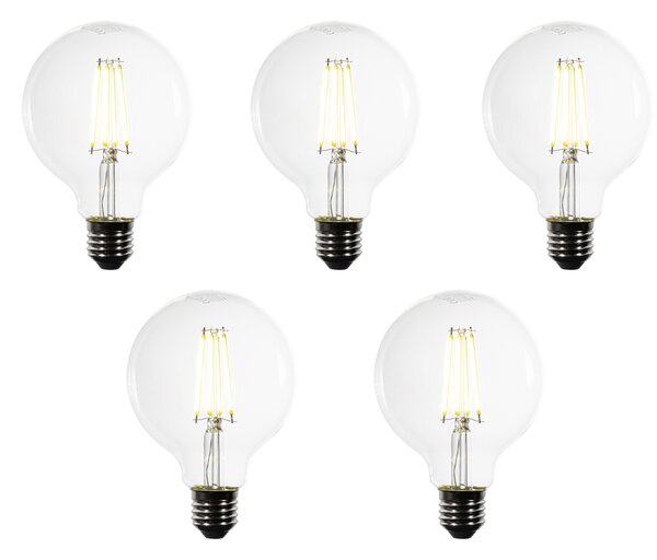 Sada 5 LED žiaroviek E27 G95 číra 3,8W 806 lm 3000K