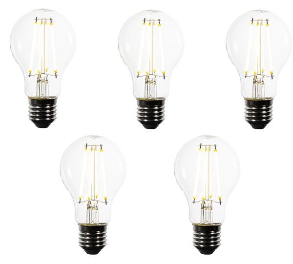 Sada 5 LED žiaroviek E27 A60 číra 2,2W 470 lm 3000K